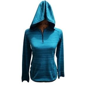 REI Women's Turquoise Hooded Athletic Pullover‎ Quarter-Zip Jacket XS